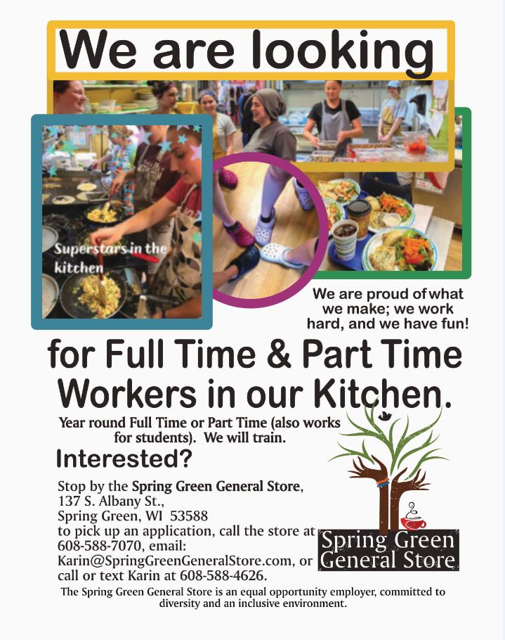 We are looking for people to work Part time or Full time in the kitchen at the General Store. Do you know anyone that is looking for work? Send them our way! #nocrocsarerequired